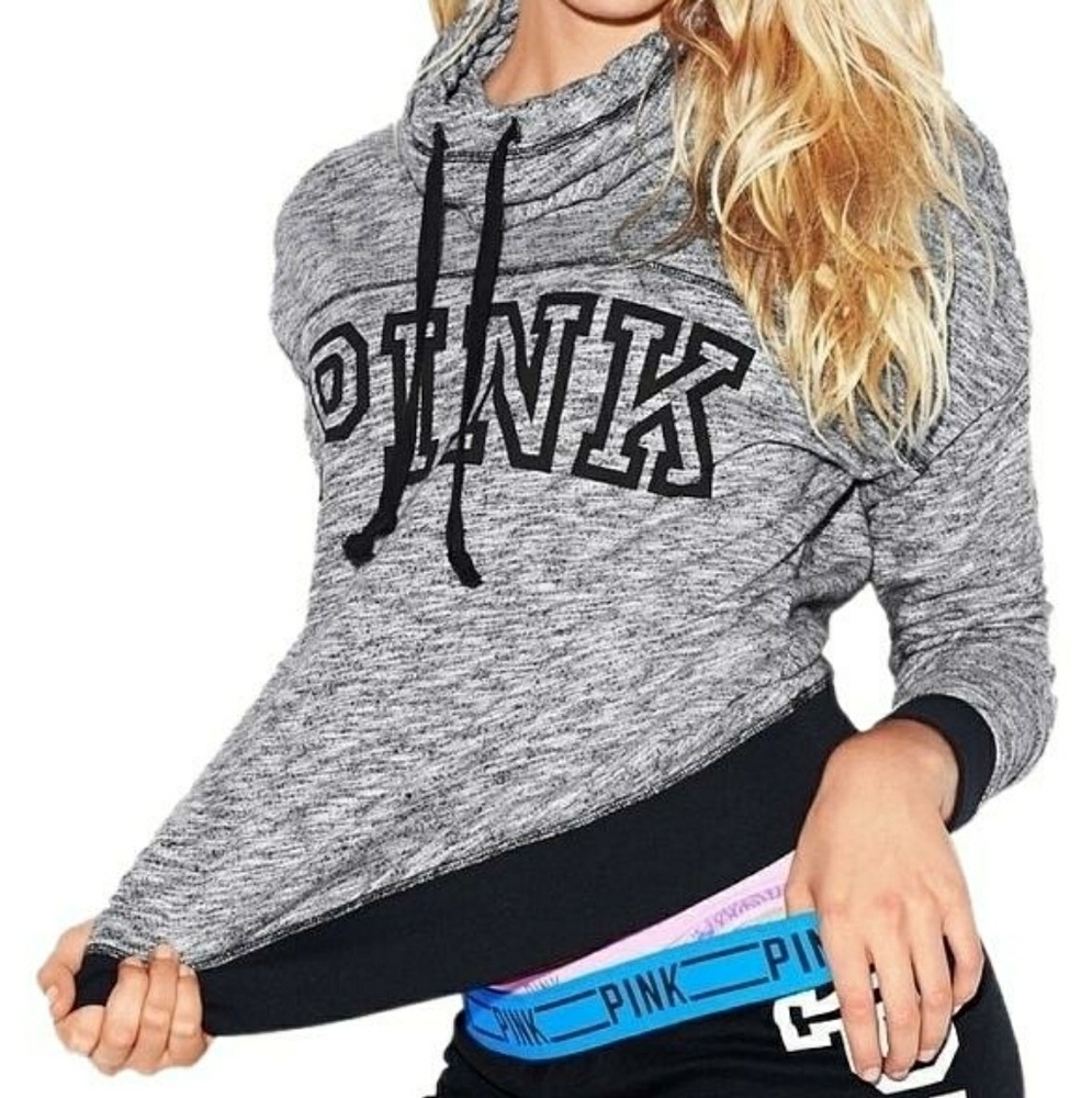 Victorias Secret Pink marl knit cowl neck pullover